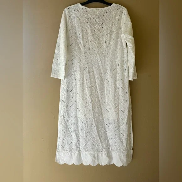 ROLLER RABBIT WHITE CEJA EYELET COTTON BOHO COASTAL DRESS OR COVERUP MEDIUM - Picture 4 of 10